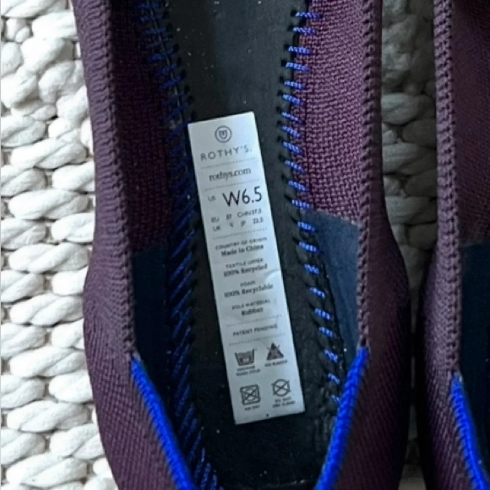 ROTHYS The Point Pointed Toe Flats Port Purple *Retired* Womens Size 6.5 EUC